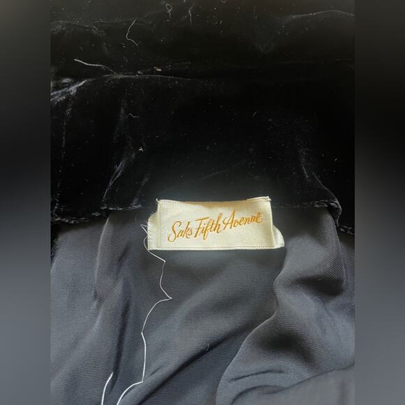 60s Vintage Black Silk Velvet Saks Fifth Ave Wrap Dress - Picture 8 of 13